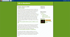 Desktop Screenshot of lifeinabudance.blogspot.com