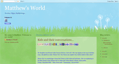 Desktop Screenshot of matthewsworldcares.blogspot.com