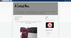 Desktop Screenshot of mycriticalmess.blogspot.com