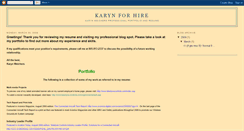 Desktop Screenshot of karynforhire.blogspot.com