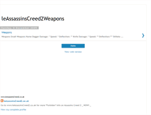 Tablet Screenshot of leassassinscreed2weapons.blogspot.com