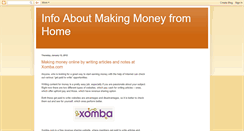 Desktop Screenshot of infoaboutmakingmoneyfromhome.blogspot.com