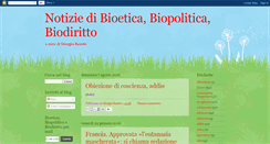Desktop Screenshot of notiziedibioetica.blogspot.com