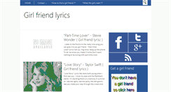 Desktop Screenshot of girl-friend-lyrics.blogspot.com