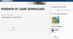 Desktop Screenshot of pokemonpcgamedownloads.blogspot.com