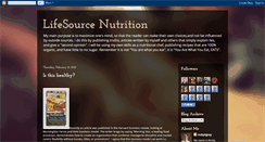 Desktop Screenshot of lifesourcenutrition.blogspot.com