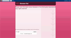 Desktop Screenshot of diseaselist.blogspot.com