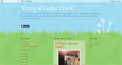 Desktop Screenshot of crazyatcedarcreek.blogspot.com