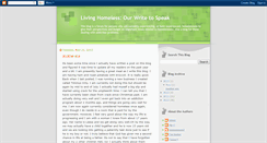 Desktop Screenshot of livinghomelessourwritetospeak.blogspot.com