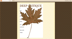 Desktop Screenshot of deepcritique.blogspot.com