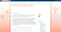 Desktop Screenshot of gamescheats-codes.blogspot.com