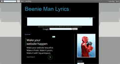 Desktop Screenshot of beeniemanlyrics.blogspot.com