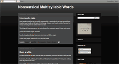 Desktop Screenshot of nonsensicalmultisyllobicwords.blogspot.com