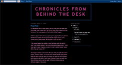 Desktop Screenshot of chroniclesfrombehindthedesk.blogspot.com