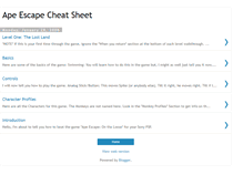 Tablet Screenshot of apeescapecheatsheet.blogspot.com