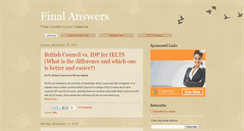 Desktop Screenshot of finalanswers.blogspot.com