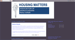 Desktop Screenshot of housingmatterssaskatchewan.blogspot.com