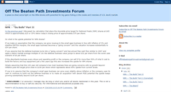 Desktop Screenshot of offthebeatenpathinvestments.blogspot.com