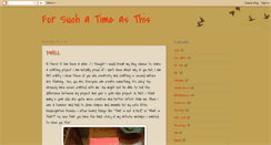 Desktop Screenshot of forsuchatimeasthis-sarah.blogspot.com