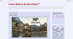 Desktop Screenshot of icantbelieveitsnotvidya.blogspot.com