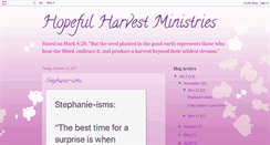 Desktop Screenshot of hopefulharvestministries.blogspot.com