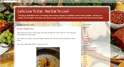 Desktop Screenshot of letslive2eat.blogspot.com