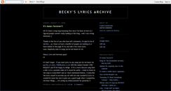 Desktop Screenshot of beckyslyricsarchive.blogspot.com