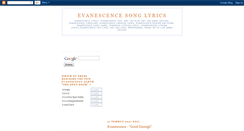 Desktop Screenshot of evanescence-song-lyrics.blogspot.com