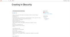 Desktop Screenshot of creatinginobscurity.blogspot.com