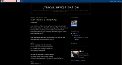 Desktop Screenshot of lyricalinvestigation.blogspot.com