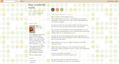 Desktop Screenshot of dearwonderfulworld.blogspot.com