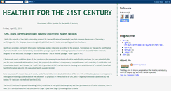 Desktop Screenshot of healthitforthe21stcentury.blogspot.com