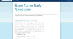 Desktop Screenshot of braintumorearlysymptoms.blogspot.com