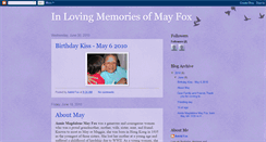 Desktop Screenshot of inlovingmemoriesofmayfox.blogspot.com