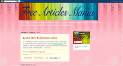 Desktop Screenshot of freearticlesmaniablog.blogspot.com