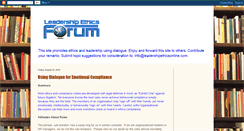 Desktop Screenshot of leadershipethicsforum.blogspot.com