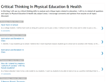 Tablet Screenshot of criticalthinkinginphysedhealth.blogspot.com