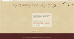 Desktop Screenshot of myhummingbirdwayoflife.blogspot.com