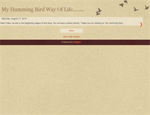 Tablet Screenshot of myhummingbirdwayoflife.blogspot.com