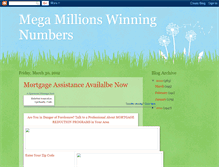 Tablet Screenshot of megamillionswinningnumbershot.blogspot.com