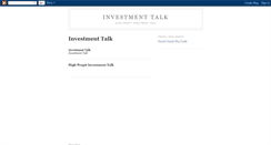 Desktop Screenshot of investment-talk.blogspot.com