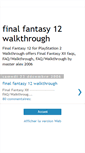 Mobile Screenshot of finalfantasy12walkthrough.blogspot.com